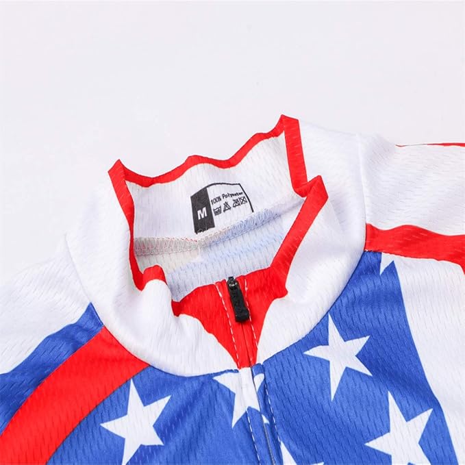 JPOJPO USA Cycling Jersey Men Short Sleeve Bike Shirts Biking Jersey Summer American Bicycle Tops with 3 Pockets Reflective
