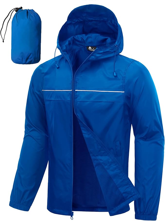 SWISSWELL Mens Rain Jacket & Coats Packable Lightweight Waterproof Windbreaker Hooded for Golf Cycling Hiking