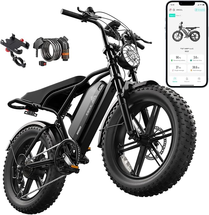 TST Electric Bike for Adults 1500W Peak 20" Fat Tire All-Terrain E-Bike 60/110 Miles 28 MPH Electric Dirt Bike - 48V 15/25 AH Battery Tested to UL 2849 Powered Electric Bicycle