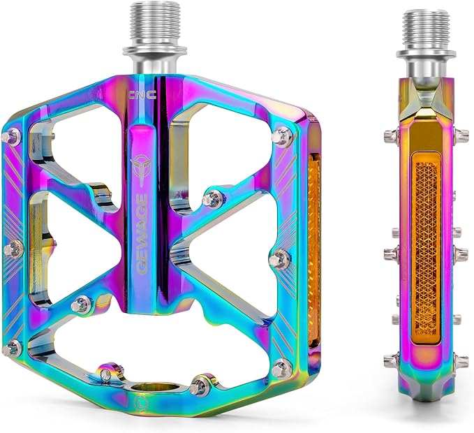 Bike Pedals 9/16 Inch - Bicycle Pedals with Reflectors - 3 Sealed Bearings MTB Pedals Wide Platform Pedals for Mountain Bike, BMX, Road Bike Pedals