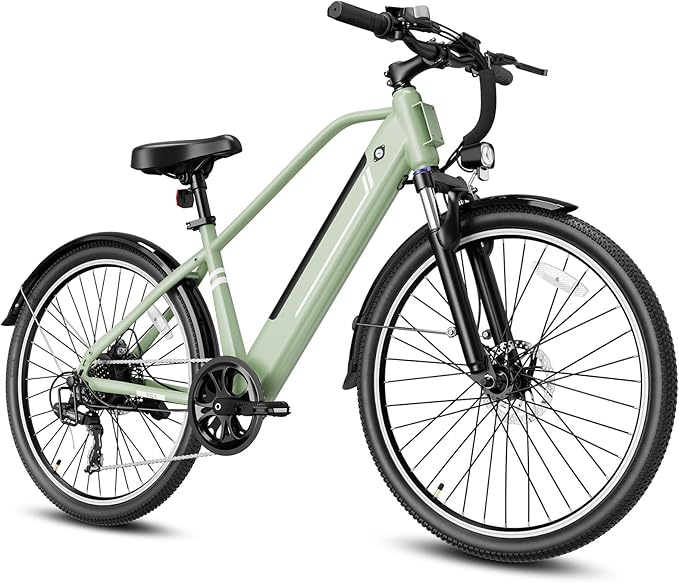 Jasion 26" Electric Bike for Adults, Internal Removable Battery Ebike with 3 Modes & 7-Speed, UL2849 Certified, 1200W Peak Motor, Max 28Mph & 50Miles, Shock Absorber, Electric City Commuter Bicycle