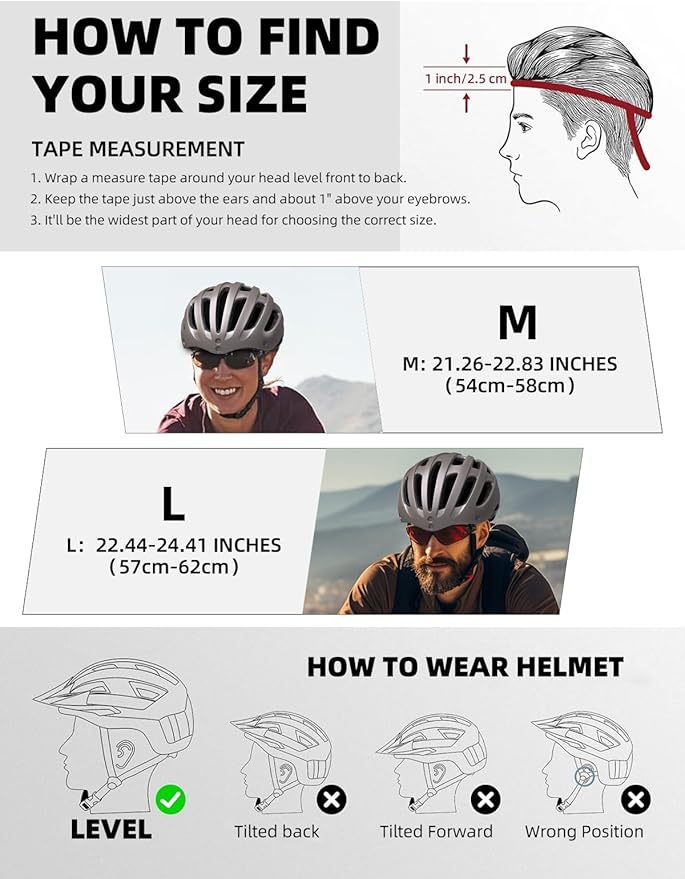 Shinmax Bike Helmet with USB Rechargeable Light & Detachable Magnetic Goggles UV Protective, Bicycle Helmet Men Women Mountain Road Adjustable Adult Cycling Helmet (WT-049)