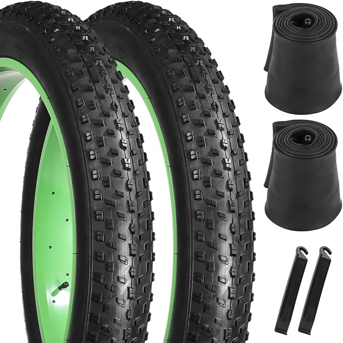 20x4.0 Fat Tire and Tube, Folding 100-406/20 x 4 Fat Tire Puncture Resistant with Ebike Tires 20x4 Inner Tube, 20 Inch Fat Tires for Snow, Beach, Mountain