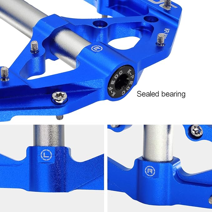 Aluminum Alloy 9/16" Bike Pedal MTB Wide Platform Flat Non-Slip Bicycle Pedals with 3 Bearings for Mountain Bikes, Road, BMX
