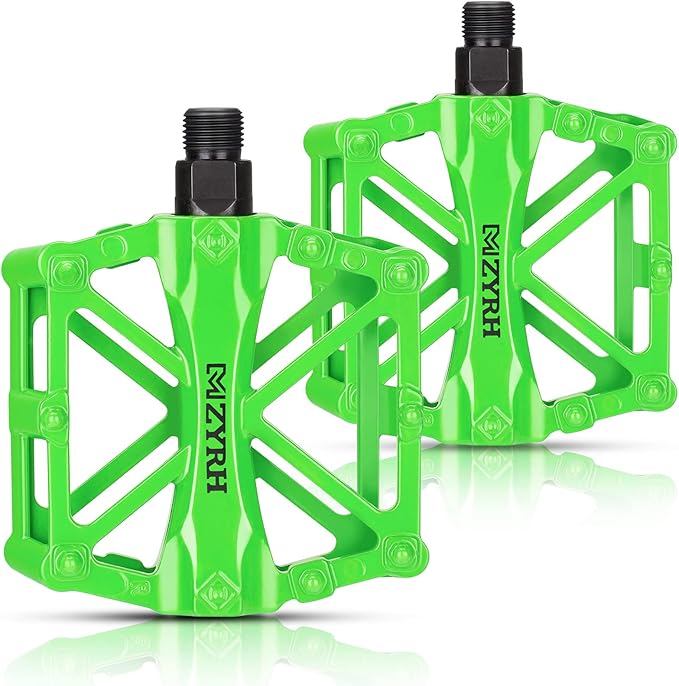 KEMIMOTO Mountain Bike Pedals MTB Bicycle Flat Pedals, 9/16'' CNC Aluminum Durable Sealed Bearing for Most Bikes BMX MTB Enduro Downhill Trail (Two Pack)