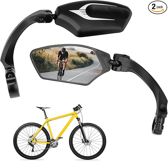 KEMIMOTO Bike Mirror 2 PCS, Wide-Angle HD Rearview Mirror for Bicycle Handlebars, 360° Adjustable & Foldable Safe Rear View Mirror for E-Bike, Scooter, Universal Fit Bike Accessories
