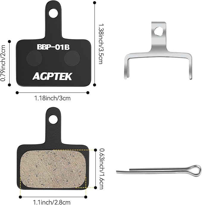 AGPTEK Bike Brake Pads, High-Performance Brake Pads, Disc Brake Pads & Spring (Semi-Metallic&Resin) for Mountain Bike Disc Brakes,Bike Pads Compatible with TRP Tektro Shimano Deore Br