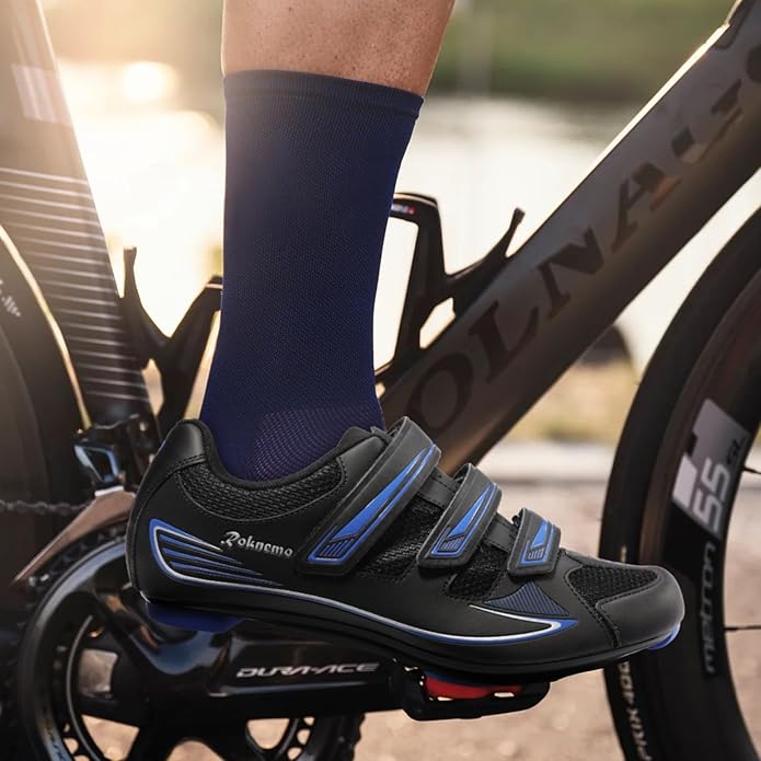 Men's Cycling Shoes – 2 & 3 Bolt Look Delta Cleat Spin Bike Shoes - Compatible with SPD Clips – Perfect for Indoor & Outdoor Road Cycling