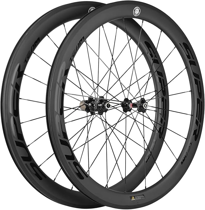 Superteam Carbon Wheelset 700c Rim V Brake 50mm Depth 25mm Width Road Bike Wheels Matte Finish, Tubeless Ready Support for 8-12 Speed Clincher & Tubeless