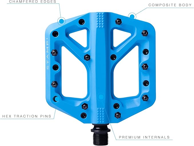 Crankbrothers Stamp Flat MTB Pedals - Size-Specific, Lightweight, Versatile, Durable Bike Pedals