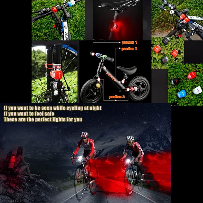Bicycle Light Front and Rear Back Bike Tail Lights Silicone LED Bike Light Set - Bike Headlight and Taillight,Waterproof & Safety Road,Bicycle Bike Lights,Batteries Included,4 Pack led Safety Light
