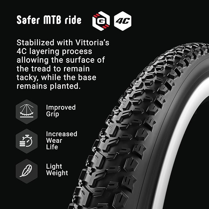 Vittoria Mezcal Mountain Bike Tire for Hardpack Terrain Conditions - Performance XC-Trail TNT MTB Tire - Black