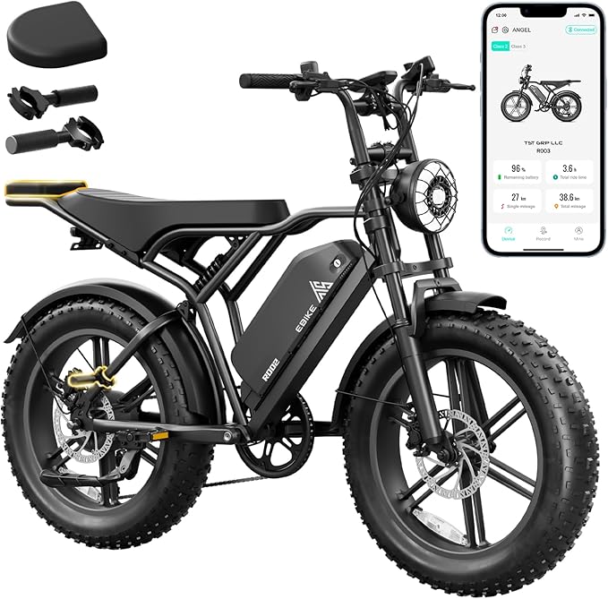 TST Electric Bike for Adults, 1500W Peak Motor 28 MPH 60/100 Miles Fat Tire Ebike with 48V 15Ah/25Ah Removable Battery 20" Electric Dirt Bike Full Suspension and 7-Speed