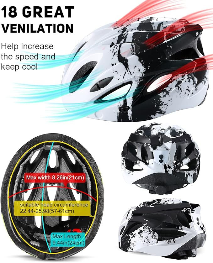 Bike Helmet with USB Rechargeable LED Light Detachable Goggles and Sun Visor, Mountain & Road Bicycle Helmets for Men Women Adult Cycling Helmets