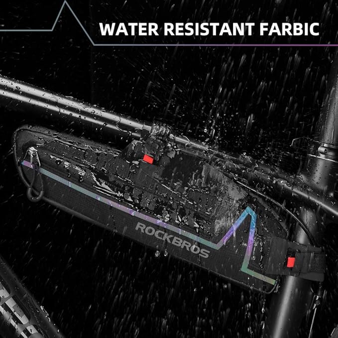 ROCKBROS Bike Frame Bag Bike Triangle Bag Water Resistant Bicycle Under Top Tube Bag Colorful Reflective 1.5L Large Capacity Bike Storage Bag for Mountain Road Bike Tools Accessories