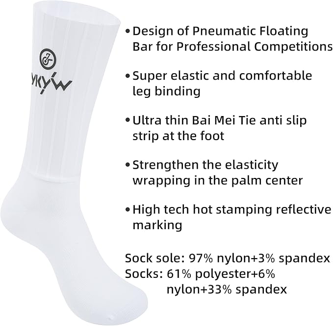 YKYWBIKE Aerodynamic Cycling Socks - Athletic Crew Bike Compression Stockings Socks,Crew Length,Breathable, and Cushioned Bike Socks for Men & Women Flying Mountain