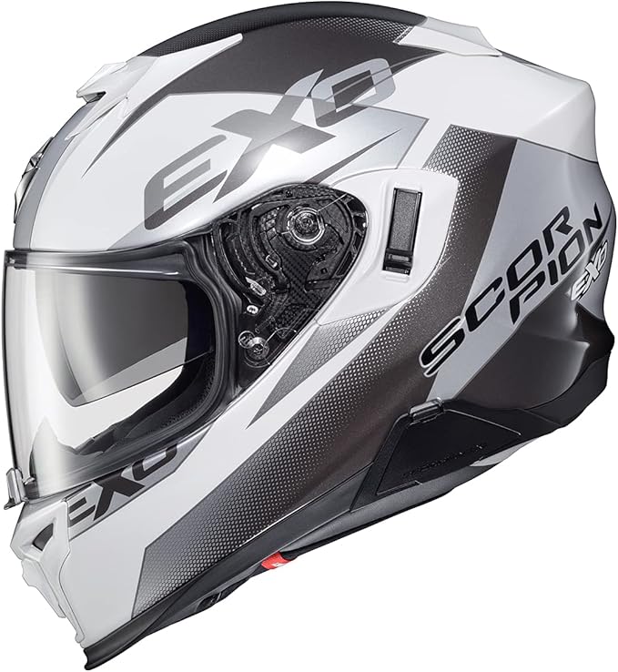 ScorpionEXO T520 Full Face Touring Motorcycle Helmet with Bluetooth Ready Speaker Pockets DOT ECE Approved Factor (White - X-Large)