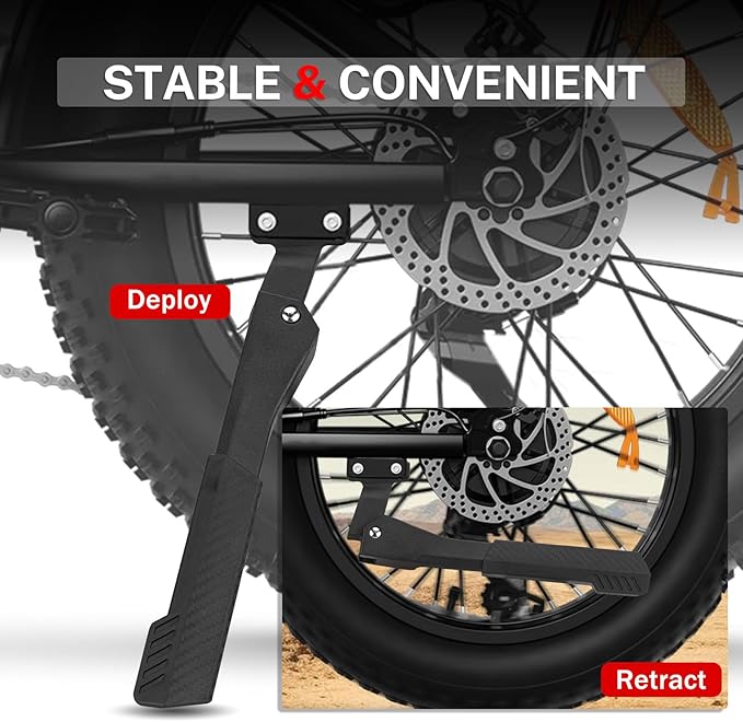 Bike Kickstand Heavy Duty Rear Mount Kick Stand for 40mm 26-29 Inch Aluminum Kickstand for Adult Kids Bike Mountain Bike Ebike Mini Bike Electric Dirt Bike MTB Carbon Fiber Style