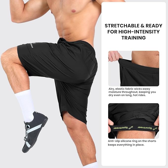 Sportneer Bike Shorts for Men: 3D Padded Lightweight Riding Biking Cycling Mountain Bike Shorts for Men with Zipper Pockets