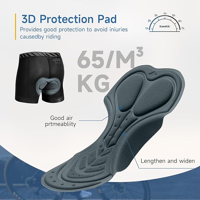Santic Men's Bike Shorts Cycling Underwear 3D Padded Mountain Liner Shorts Bicycle Pants