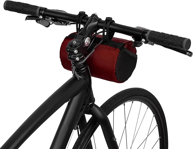 Handlebar Bike Bag – Water-Resistant Hard Shell with Quick-Access Zipper, Side Mesh Pockets, and Spacious Storage – Ideal for Cycling, Commuting, and Adventure Rides (Red)