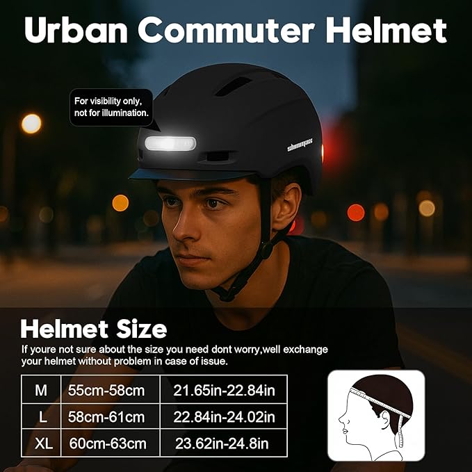 Bike Helmet, Shinmax Adult Cycling Helmet with USB Rechargeable LED Front and Back Light Bicycle Helmets for Men Women