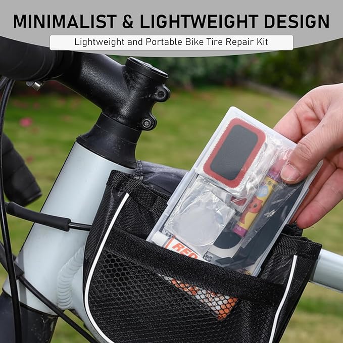 Bike Tire Repair Kit, 101 Pcs Bicycle Tube Patch Kit with Vulcanizing Patches & Tire Repair Glue, Portable Inner Tube Repair Kit for Mountain Road Bike, Motorcycle & Inflatable Tires