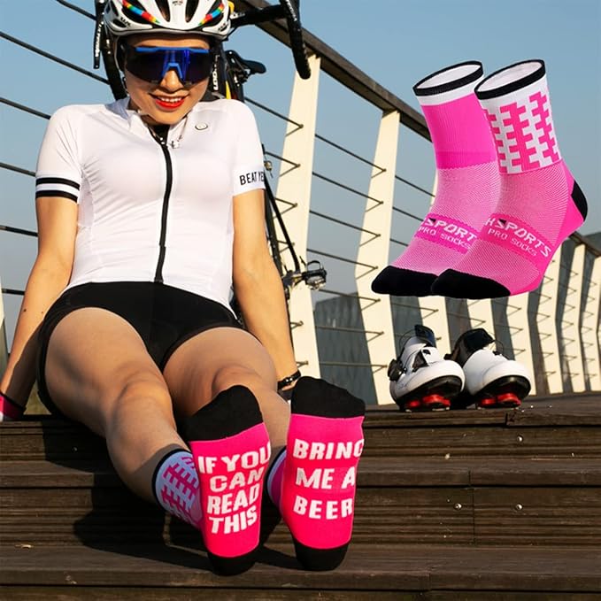 GuaziV Cycling Socks for Men & Women，Colorful Compression Hiking Socks Running Socks for Travelling, Walking, Climbing