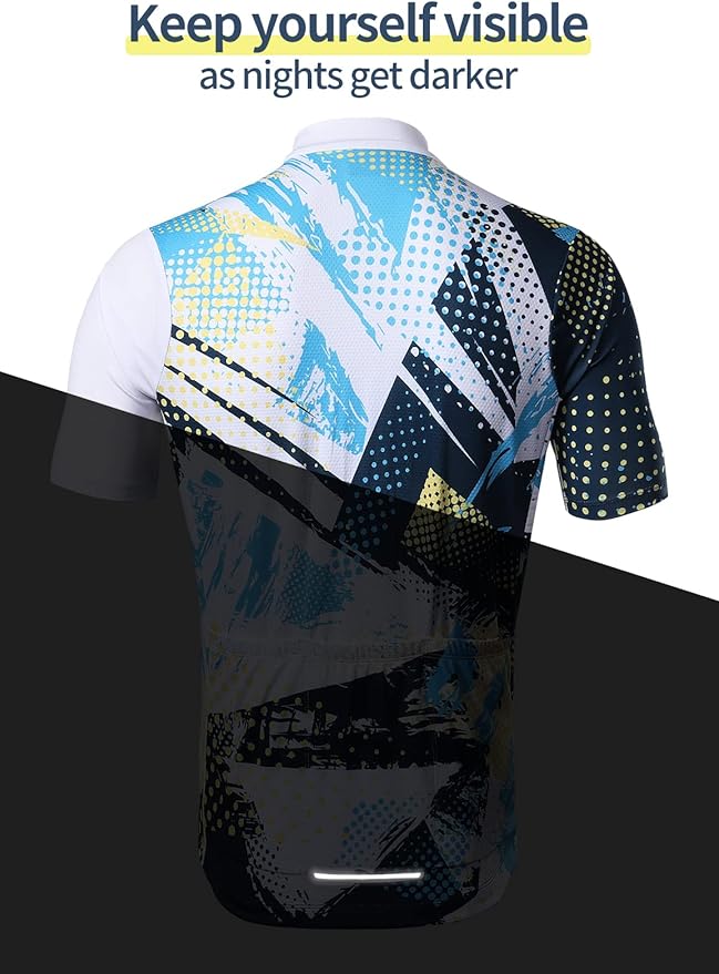 BERGRISAR Cycling Jersey Mens Bike Shirts Short Sleeve Bicycle Biking Clothes with Pockets Reflective