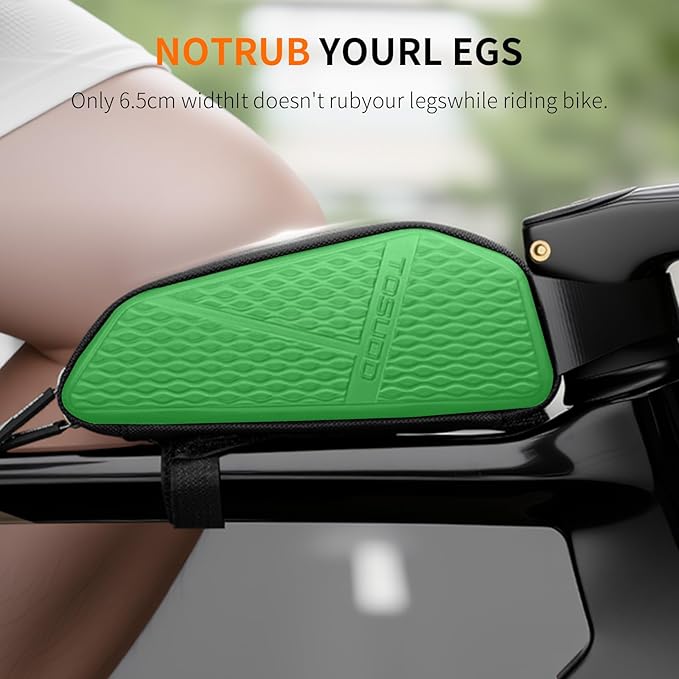 Bike Top Tube Bag, Small Front Frame Bag, Waterproof PU & EVA Hard Shell Bicycle Pouch for Phone & Tools, Cycling Accessories (1.2L)