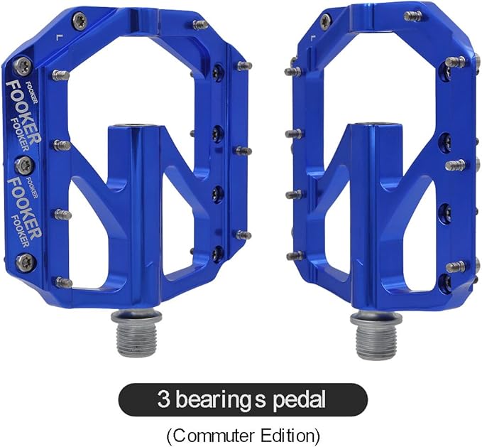 FOOKER Bike Pedals Non-Slip Aluminum Alloy MTB Mountain Bike Pedals 3 Bearing 9/16" for Road BMX MTB Bikes