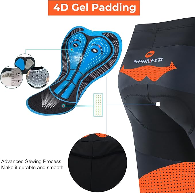 sponeed Men's Cycling Shorts Padded Bicycle Riding Pants Bike Biking Clothes Cycle Wear Tights
