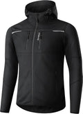 INBIKE Hooded Cycling Bike Jacket Men Running Biking Windbreaker Reflective Windproof Thermal Fleece Lined Bicycle Coat