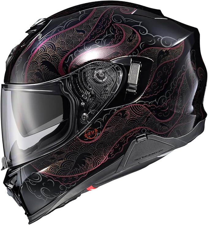 ScorpionEXO T520 Full Face Touring Motorcycle Helmet with Bluetooth Ready Speaker Pockets DOT ECE Approved Nama-Shimi (Black/Chameleon - Medium)
