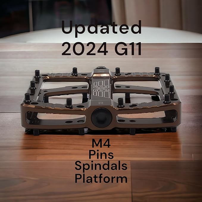 PDX G11 Mountain Bike Pedal MTB Pedal Large Concave Platform Machined Aluminum Polished Bicycle Non-Slip Pedals 9/16 Chromoly Spindle Smooth Ball Bearings
