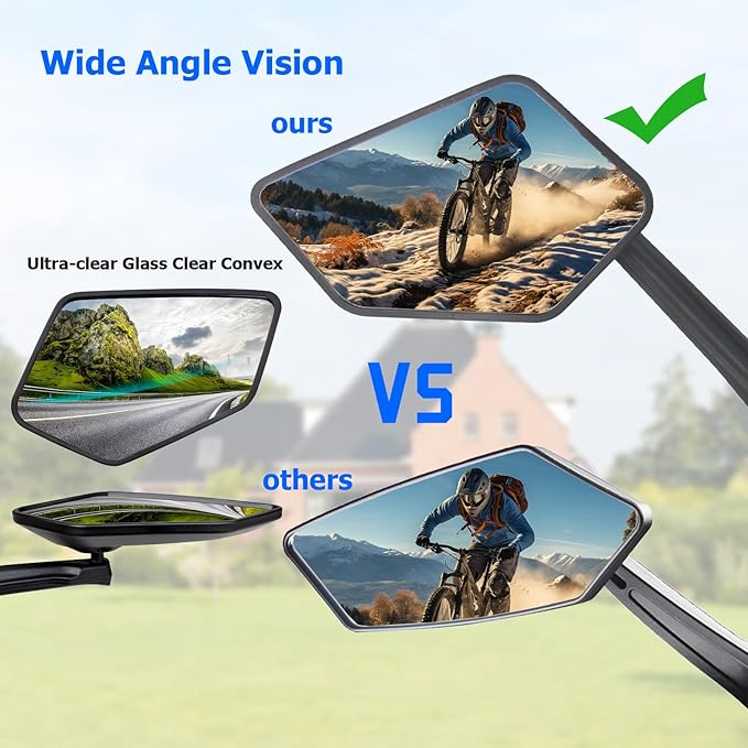 Bike Mirror Handlebar Mount E-bikes Bicycle Mirrors, Anti-Shake 360° Rotatable High-Definition Shockproof Explosion-Proof Wide-angle Rear View Convex Mirror for bike bicycle ebike