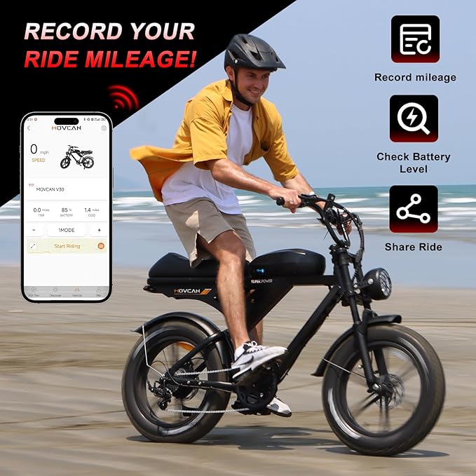 MOVCAN V30 Series Electric Bike for Adults, 3000W/1500W/1000W Motor, 20" Fat Tire Ebike, 37.5MPH/32MPH/28MPH, 120/70Miles, 48V 40Ah/31.2/15.6Ah Dual Battery Motorcycle Ebike for Commuting/Off-roading
