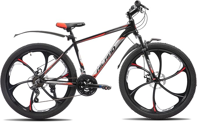 HILAND 26" MTB Mountain Bike for Men Women Adults, 18-Speed, Disc Brake, Lightweight Aluminum Frame, 3/6 Spoke Wheel