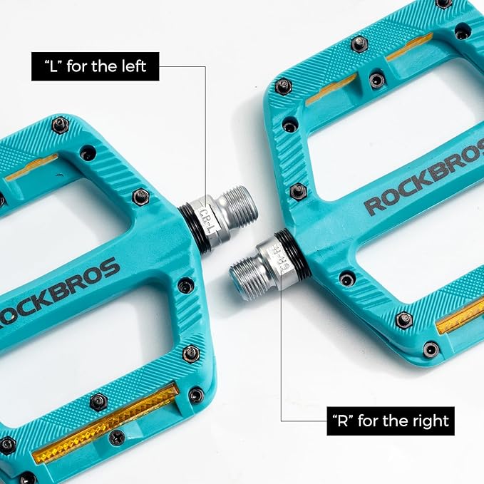 ROCKBROS Mountain Bike Pedals Bicycle Nylon Pedals 9/16 Inch Sealed Bearing Lightweight Platform for Road Mountain BMX MTB Bike