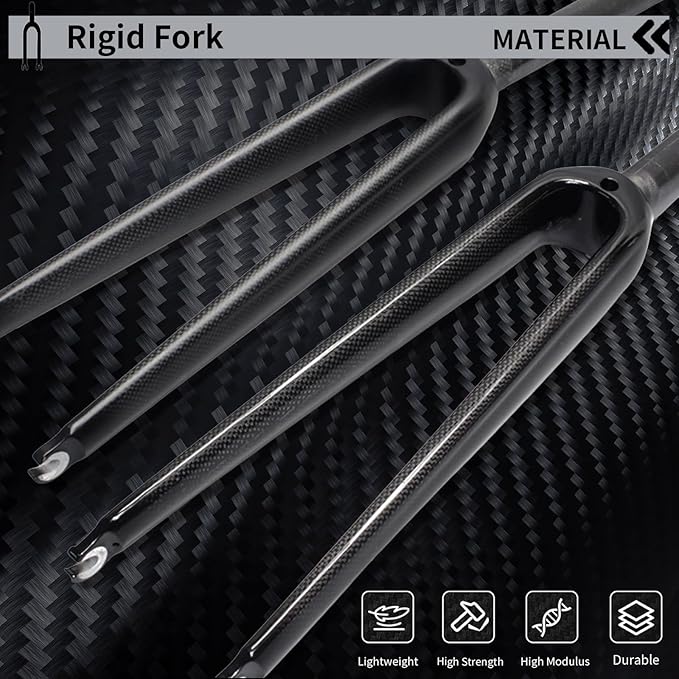 650C/700C Carbon Fiber Road Bike Rigid Fork 1-1/8" Straight Tube Rim Brake Quick Release 100mm Light Bike Front Fork