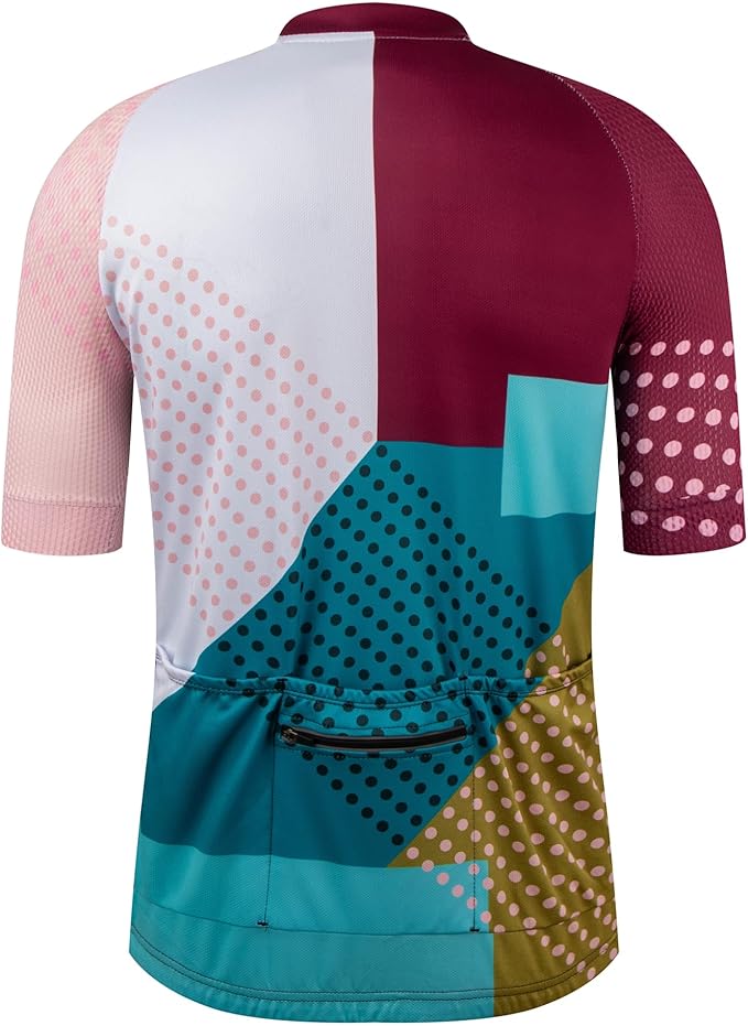 GCRFL Men's Cycling Jersey Short Sleeve Biking Shirt with 3 Rear Pockets + Zipper Pocket Breathable Quick Dry Bicycle Jersey