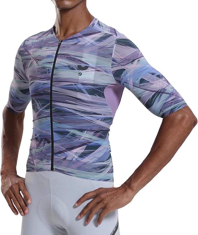 YKYWBIKE Short Sleeve Cycling Jersey Men,Bike Jersey with Pockets,Breathable Biking Shirts for Men Cycling MTB Biker Shirts