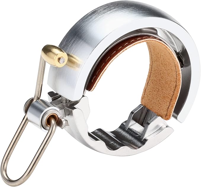 KNOG Bicycle Bell Luxury Model Large (Inner Diameter: 0.9-1.2 inches (23.8-31.8 mm) Comfortable Tone Leather Shim Brass Hammer CNC Cutting [Oi Luxe Large] Ring Type