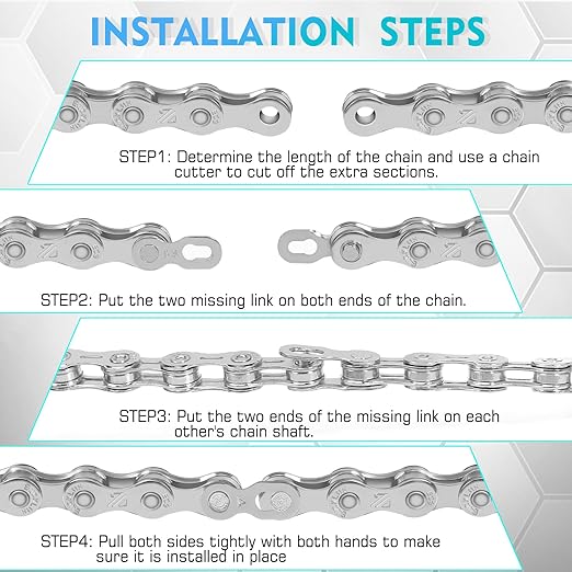 BUCKLOS 6/7/8/9/10/11/12 Speed Bike Chain, High Performance Lightweight Bicycle Chains for Road Bike/Mountain Bike/Ebike,Compatible with Shimano, SRAM, Campagnolo Silver/Gold