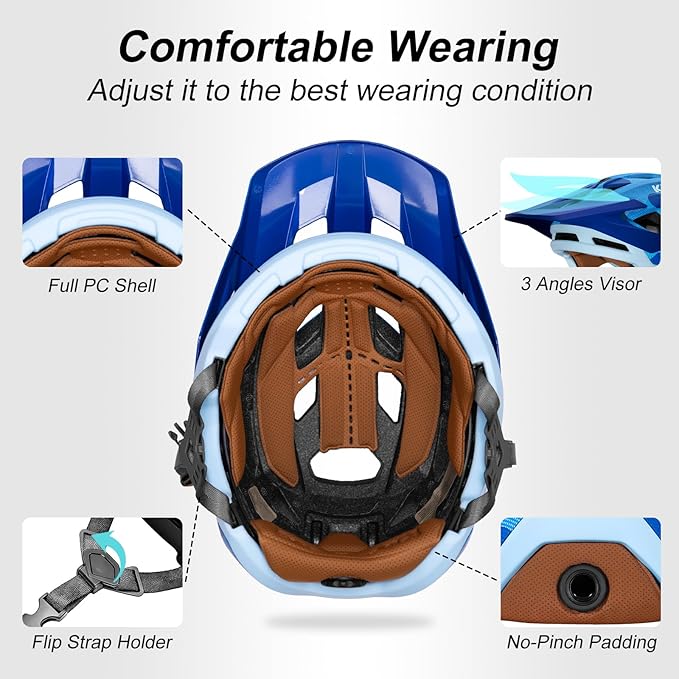 KINGBIKE NTA-8776 Mountain Bike Helmet Professional Ebike Helmets with 3-Level Adjustable Visor & Camera Mount E-MTB Helmet for Adults Men Women Youth E-Bike Safety Certified