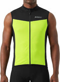 qualidyne Men's Sleeveless Cycling Jersey, Full Zip, Quick-Dry Moisture-Wicking Knit, 3 Rear Pockets, Reflective Details