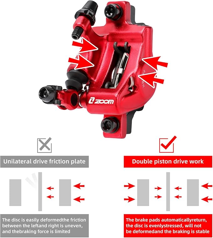 Z00M HB-100 Hydraulic Disc Brake Calipers Set MTB Bike Disc Brakes Front & Rear Caliper Set, Aluminum Alloy Bicycle Disc Brake Kit for eBike, Mountain Bike, Road Bike, Fat Bike