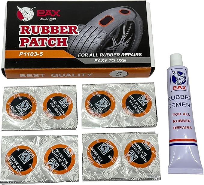 PAX 48 Pcs 25mm Dia Inner Tube Tire Repair Patches Kit, Puncture Tire Repair Kit for Car, Motorcycle, Scooter, Bicycle, BMX, ATVs, River Floating, Inflatable Rubber