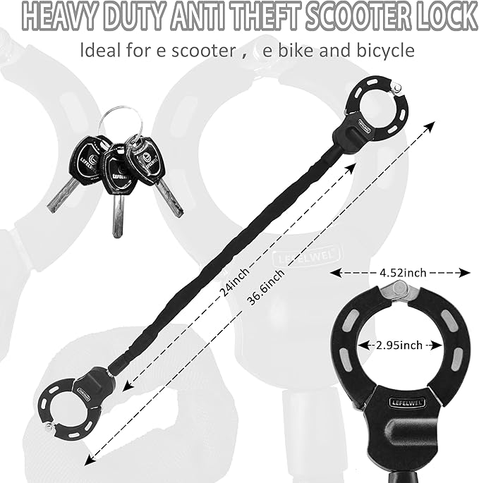 Scooter Locks Anti Theft,Bike Chain Lock,Best Electric Scooter Lock for Segway,Ninebot,Xiaomi, Razor and Bicycle Lock Cable Accessories