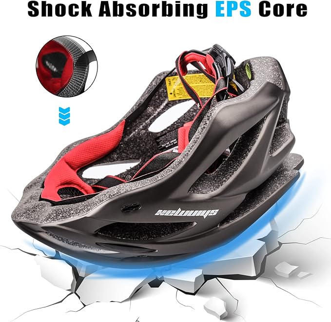 Bike Helmet Men Women, Shinmax Bicycle Helmet with Rear Light and Detachable Visor